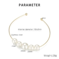 Detail of gold choker necklace with five pearls showing 150x2mm inner diameter and 38g weight - Five Gradient Pearl Choker (KN21435-Z)