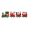 Weihnachtszug aus Holz mit Schneemann und Geschenkfiguren in Rot und Grün Tönen - 4 Sektionen - Rot Grün Offener Wagen