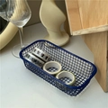 Detail of a dark blue wire mesh storage basket with colorful washi tapes inside - Dark Blue