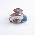 Chic 5cm marble texture hair claw clip in navy and brown for half-up hairstyles - Gradient Blue Brown