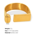 Adjustable 18K gold plated double layer square ring with sparkling zircon in 3.7g - US 7# (Adjustable) / Minimalist Geometric Opening Gold Ring (JZ42)