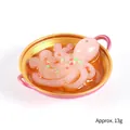 Miniature pink octopus resin food model in a small gold bowl weighing 13g - Diameter 5.5cm / Octopus Pattern