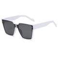 Fashionable oversized square sunglasses with white frames and black lens inserts - White Frame Dark Grey Lens