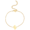 Detailed view of gold chain bracelet featuring a cactus pendant with lobster clasp closure - 18K Gold Plated Cactus Bracelet (N-879)