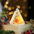 Close-up of a white vintage Christmas lantern with Santa illustration and warm LED light - Santa Claus / White