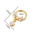 Gold leaf-shaped stainless steel nose ring with marquise cubic zirconia and size labels - Style 4 Leaf Drop (0183-4# Gold)