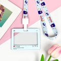 Lichtblauwe cartoon ID-kaarthouder met social media frame en bijpassend schattig koord - Blauw / Monster Lanyard