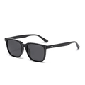Occhiali da sole quadrati nero lucido con rivetti decorativi in metallo argentato - Montatura Nera Lente Grigia Polarizzata C1
