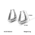 Minimalist silver geometric triangle earrings made of durable stainless steel for women - Silver Irregular Trapezoid Earrings (HC-E10033-S)