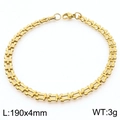 18k gold plated titanium steel watch-band chain bracelet measuring 190x4mm and weighing 3g - Gold Color Bracelet 19cm (KB189703-Z)