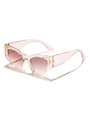 Occhiali da sole cat-eye rosa traslucidi con dettagli metallici a L in oro - Montatura Champagne Lente Doppia Tè