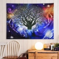 Tapiz artístico del Árbol de la Vida con fondo de galaxia y cielo estrellado - 150x130cm / Estilo 1-Árbol de la vida