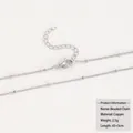Close-up of 18k silver plated copper bead chain with lobster clasp and extension - Silver Beaded Chain