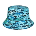 Sommerlicher Fischerhut mit blauem Haifischmuster für optimalen Sonnenschutz im Freien - M(56-58cm) / Haimuster