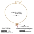 Golden stainless steel necklace with pink zircon heart pendant and size specifications - Pink Zirconia Multi-Pendant Style (JDN0303031)