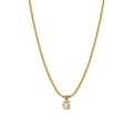 Gold snake chain necklace with crystal-embedded letter G pendant in retro French style - Letter G