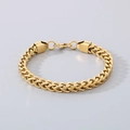 Detailed top view of gold-plated stainless steel Franco chain bracelet with lobster clasp - 6mm*21cm / Gold