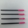 Disposable pink silicone mascara wands with black handles in four unique head styles - Tower Shape / Rose Red