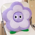 Cute purple flower plush pillow with eyes and green feet on white chair - 40*40cm / Purple Flower