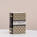 Keramikvase in Buchform im Art-Déco-Stil mit Motiv zu Der große Gatsby Literatur - Klein / Schwarzgold Buch