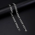 Collana a catena Figaro in argento lucido con chiusura a moschettone e stile minimal - Catena Figaro in Acciaio / 45cm+5cm