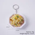 Miniature fried rice keychain with octagonal white bowl, 6.3cm food model accessory - Shredded Pork Fried Rice - Octagonal Bowl - With Keychain