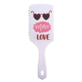White cartoon hair brush with heart sunglasses pattern and more LOVE printed text - Heart Sunglasses Pattern