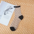 Sheer ankle socks with classic black polka dot pattern and solid black toes and cuffs - Small Dots Black