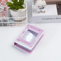 Pink 3-inch mini photo album with cloud cover and heart-shaped window on a desk - Heart Square