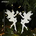 Set di 2 angeli bianchi glitterati per albero di Natale 13cm con ali traforate - Ragazza farfalla/2 Pezzi