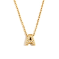 Collana in acciaio inossidabile placcata oro 18K con ciondolo lettera A in pavé di cristalli - Oro - Lettera A