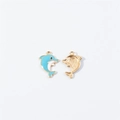 Front and back detail of blue enamel dolphin charms with gold alloy metal borders - 5# Sky Blue (KC Gold)