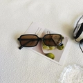 Retro rectangle sunglasses with black frames and light brown lenses for fashion styling - Black Frame Tea Lens