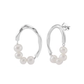 Pendientes de plata S925 con perlas de agua dulce barrocas y tubos curvados en plata - Plata (GPE103-P)