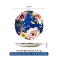 Blue Peony ceramic 9-inch steak plate with floral pattern and dragonfly design - Blue Peony (9 Inch)