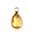 DIY teardrop shaped yellow birthstone pendant charm in golden frame for jewelry making - Gold - November