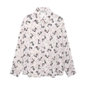 Vintage print long sleeve shirt for women with paisley pattern and button-down collar - XS / White