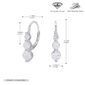 Detail view of 925 sterling silver earrings with 5A zircon inlay and size measurements - 925 Silver / 925 Silver White Gold Plated