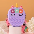 Purple unicorn silicone crossbody bag with pop-fidget bubbles and floral strap - Purple (Patch)