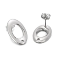 Minimalistische holle ovale roestvrijstalen oorknopjes met kleine ringen - Holle Ovale Stijl (KLJ5477-Z)