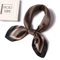 Elegant silk scarf featuring brown and black houndstooth pattern with black borders - Dark Khaki