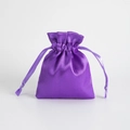 Purple satin drawstring bag for jewelry storage and gift packaging with smooth texture - Purple