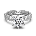S925 silver ring featuring a large round cubic zirconia with a twisted rope band design - Round Cut Twisted Band (DY121235)