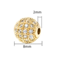 Golden micro-pave zircon round bead with 8mm diameter and 2mm hole for DIY jewelry - 8mm-White Zirconia-Gold