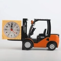 Creative orange forklift alarm clock with quartz movement and wooden grain frame design - Multicolor Forklift Style