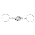 Silver handshake connector chain ring set with adjustable open band for couples - Silver Holding Hands Style (02 White K Holding Hands M-067)