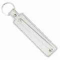 DIY silver faux leather 8mm keychain with white stitching and polished metal ring - 8mm / Silver