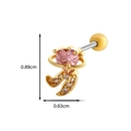 Pink heart zircon stud earring with golden star orbit and screw back, size 0.89x0.63cm - 5# Gold (Planet Pink Heart)