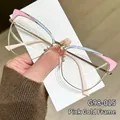 Cat-eye metal glasses frame in pink and gold finish with gradient top rim detail - Pink Gold