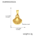 Golden stainless steel seashell pendant with 18k gold plating and ribbed texture detail - Golden Shell Shape (D18) / Gold